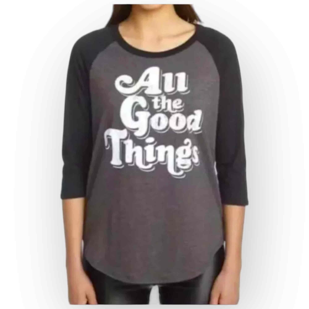 NWT‎ Chaser All the Good Things Gray Black Baseball Raglan Graphic Tee Women S